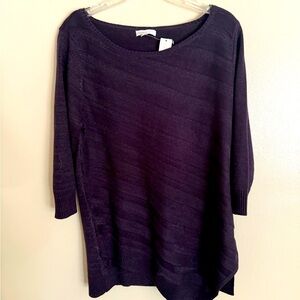 New York Company Woman Sweater Large Purple Oversize Asymmetric Hemline Shimmer